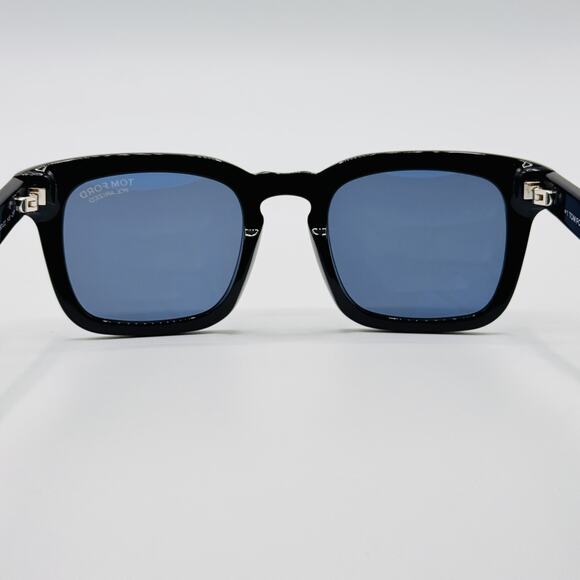 Tom Ford Sunglasses Dax TF751 01V Black Square Frame Blue